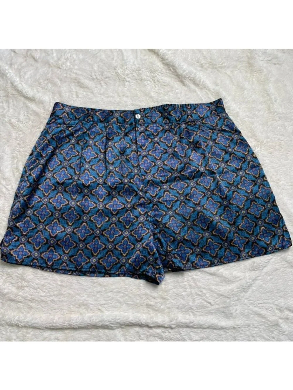 Vintage Christian Dior Boxers Shorts XL Blue Geometric Medallion Pajama